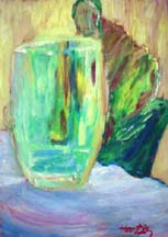 Sculptor and drink up absinth, oil on paper, 15x21 cm