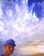 Head in clouds, oil on paper, 44x35 cm