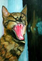 Cat, oil on paper, 15x21 cm