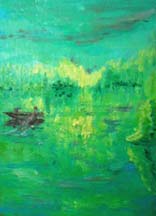 Green lake, oil on paper, 15x21 cm